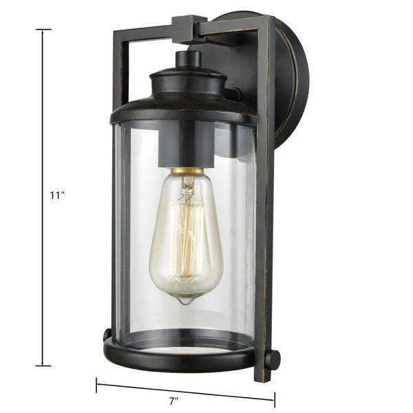 Atlas Frampton 11" High 1-Light Outdoor Wall Sconce in Aged Bronze - Classic Charm with Modern Touch OL11318-BZ