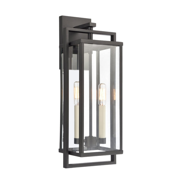 Atlas Gladwyn Outdoor Sconce for Modern Homes - Elegant Aluminum Frame with Clear Glass Panes, Weather-Resistant Matte Black 7.25'' OL11321-BK