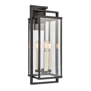 Atlas Gladwyn Outdoor Sconce for Modern Homes - Elegant Aluminum Frame with Clear Glass Panes, Weather-Resistant Matte Black 8.25'' OL11322-BK