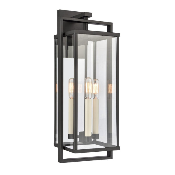 Atlas Gladwyn Outdoor Sconce for Modern Homes - Elegant Aluminum Frame with Clear Glass Panes, Weather-Resistant Matte Black 8.25'' OL11322-BK
