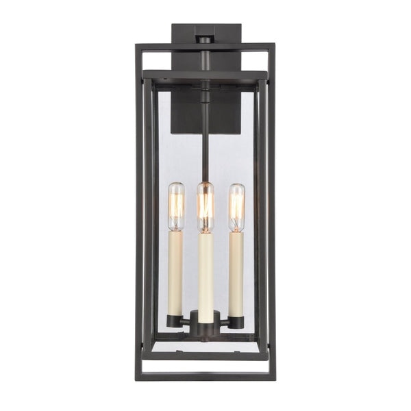 Atlas Gladwyn Outdoor Sconce for Modern Homes - Elegant Aluminum Frame with Clear Glass Panes, Weather-Resistant Matte Black 8.25'' OL11322-BK
