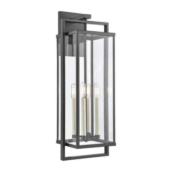 Atlas Gladwyn Outdoor Sconce for Modern Homes - Elegant Aluminum Frame with Clear Glass Panes, Weather-Resistant Matte Black 10.5'' OL11323-BK