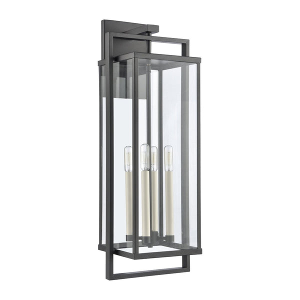 Atlas Gladwyn Outdoor Sconce for Modern Homes - Elegant Aluminum Frame with Clear Glass Panes, Weather-Resistant Matte Black 10.5'' OL11323-BK