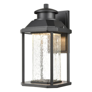 Atlas Irvine 10" High 1-Light Outdoor Sconce - Stylish LED Wall Light with Seeded Glass for Your Home Matte Black 7'' OL11327-BK