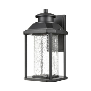 Atlas Irvine 10" High 1-Light Outdoor Sconce - Stylish LED Wall Light with Seeded Glass for Your Home Matte Black 7'' OL11327-BK