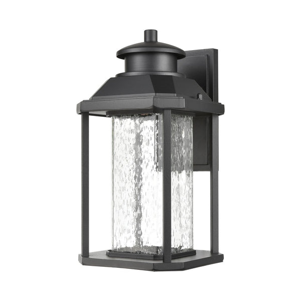 Atlas Irvine 10" High 1-Light Outdoor Sconce - Stylish LED Wall Light with Seeded Glass for Your Home Matte Black 7'' OL11327-BK
