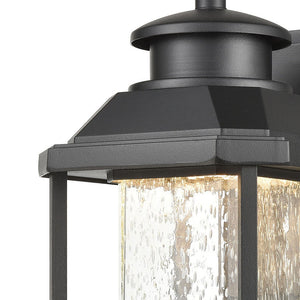 Atlas Irvine 10" High 1-Light Outdoor Sconce - Stylish LED Wall Light with Seeded Glass for Your Home Matte Black 7'' OL11327-BK