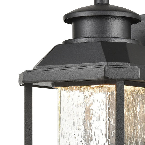 Atlas Irvine 10" High 1-Light Outdoor Sconce - Stylish LED Wall Light with Seeded Glass for Your Home Matte Black 7'' OL11327-BK