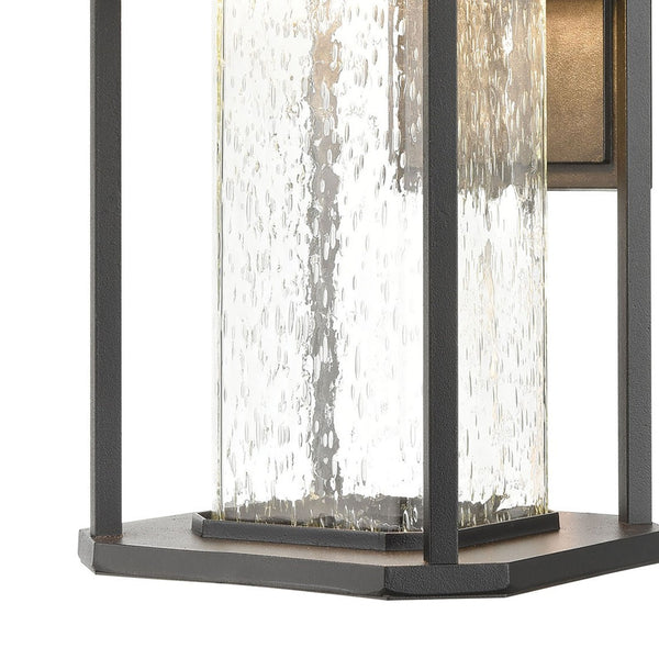 Atlas Irvine 10" High 1-Light Outdoor Sconce - Stylish LED Wall Light with Seeded Glass for Your Home Matte Black 7'' OL11327-BK