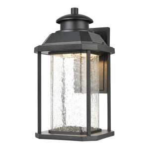 Atlas Irvine 10" High 1-Light Outdoor Sconce - Stylish LED Wall Light with Seeded Glass for Your Home Matte Black 9'' OL11328-BK