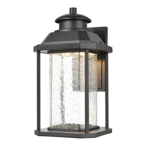 Atlas Irvine 10" High 1-Light Outdoor Sconce - Stylish LED Wall Light with Seeded Glass for Your Home Matte Black 9'' OL11328-BK