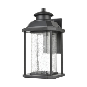 Atlas Irvine 10" High 1-Light Outdoor Sconce - Stylish LED Wall Light with Seeded Glass for Your Home Matte Black 9'' OL11328-BK