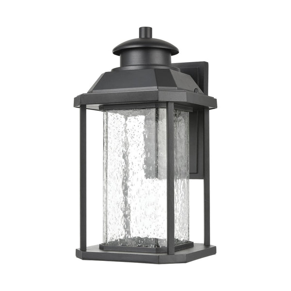 Atlas Irvine 10" High 1-Light Outdoor Sconce - Stylish LED Wall Light with Seeded Glass for Your Home Matte Black 9'' OL11328-BK