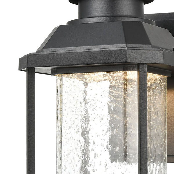 Atlas Irvine 10" High 1-Light Outdoor Sconce - Stylish LED Wall Light with Seeded Glass for Your Home Matte Black 9'' OL11328-BK