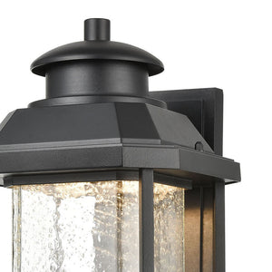 Atlas Irvine 10" High 1-Light Outdoor Sconce - Stylish LED Wall Light with Seeded Glass for Your Home Matte Black 9'' OL11328-BK