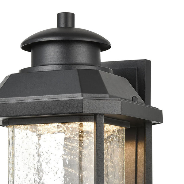 Atlas Irvine 10" High 1-Light Outdoor Sconce - Stylish LED Wall Light with Seeded Glass for Your Home Matte Black 9'' OL11328-BK