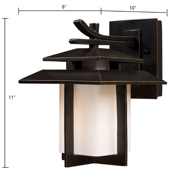 Atlas Kanso Outdoor Sconce - Elegant Japanese-Inspired Design for Modern Exterior Spaces and Safety Lighting Aged Bronze 8'' OL11330-BZ