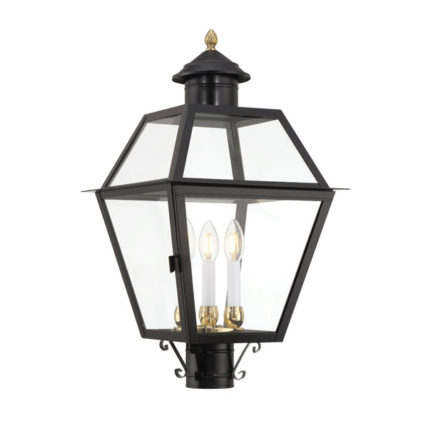 Atlas Lexington 3-Light Outdoor Post Light - Timeless Lantern Design for Stunning Curb Appeal & Illumination Black 13'' OL11337-BK