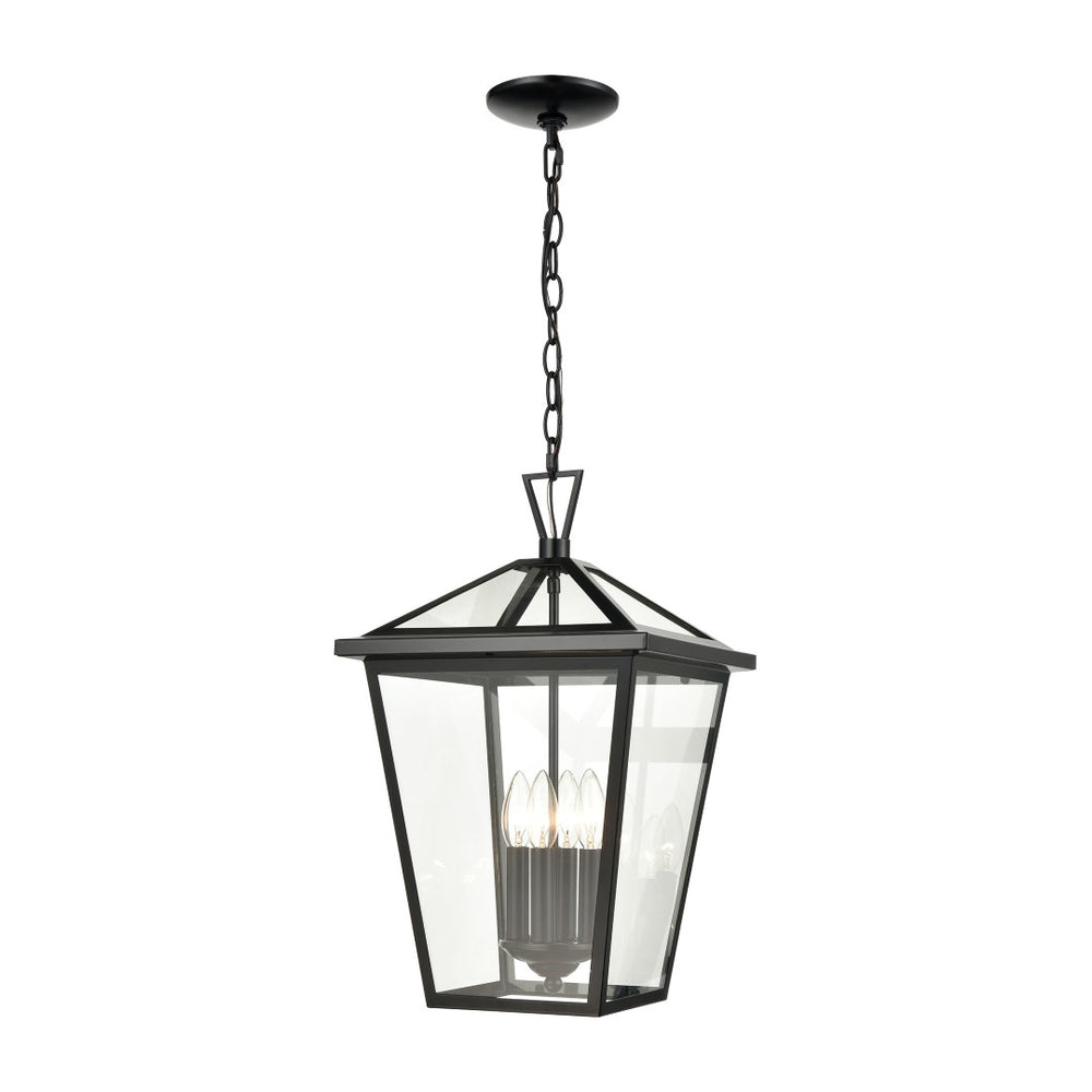 Atlas Main Street 12" Wide Outdoor Pendant Light - Elegant Tapered Cage Design for Classic Curb Appeal OL11338-BK