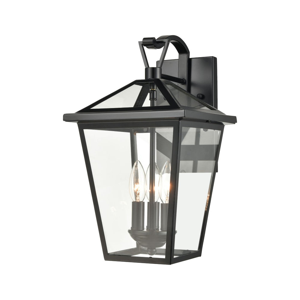 Atlas Main Street Outdoor Wall Sconce – Timeless 1-Light Fixture with Clear Glass Panels for Warm Glow Black 9'' OL11339-BK