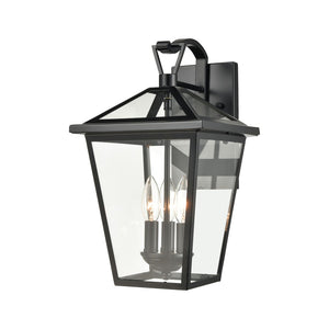 Atlas Main Street Outdoor Wall Sconce – Timeless 1-Light Fixture with Clear Glass Panels for Warm Glow Black 9'' OL11339-BK