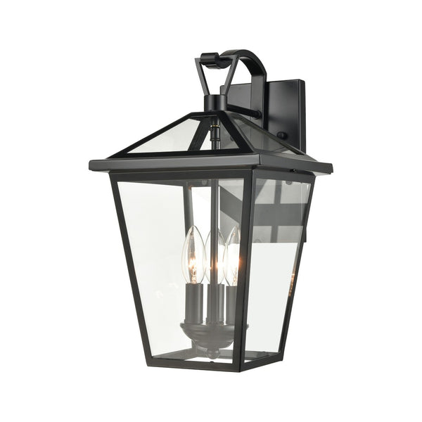 Atlas Main Street Outdoor Wall Sconce – Timeless 1-Light Fixture with Clear Glass Panels for Warm Glow Black 9'' OL11339-BK