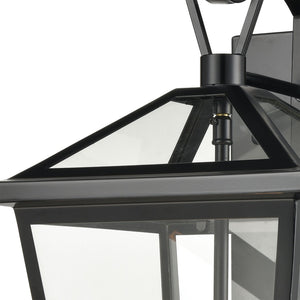 Atlas Main Street Outdoor Wall Sconce – Timeless 1-Light Fixture with Clear Glass Panels for Warm Glow Black 9'' OL11339-BK