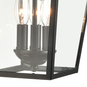 Atlas Main Street Outdoor Wall Sconce – Timeless 1-Light Fixture with Clear Glass Panels for Warm Glow Black 9'' OL11339-BK