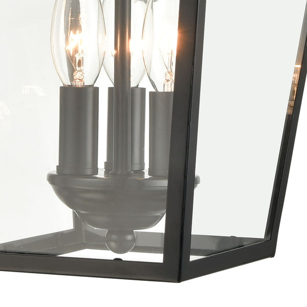 Atlas Main Street Outdoor Wall Sconce – Timeless 1-Light Fixture with Clear Glass Panels for Warm Glow Black 9'' OL11339-BK