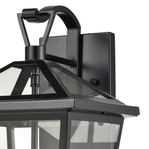 Atlas Main Street Outdoor Wall Sconce – Timeless 1-Light Fixture with Clear Glass Panels for Warm Glow Black 9'' OL11339-BK