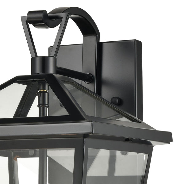 Atlas Main Street Outdoor Wall Sconce – Timeless 1-Light Fixture with Clear Glass Panels for Warm Glow Black 9'' OL11339-BK