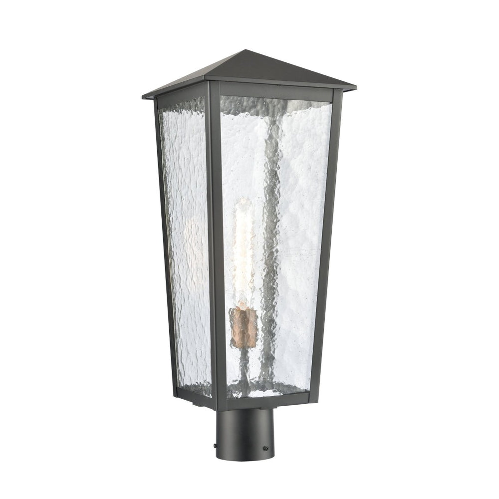 Atlas Marquis 22.5'' High Outdoor Post Light - Elegant Matte Black Lantern with Textured Glass Design OL11346-BK