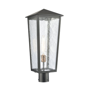 Atlas Marquis 22.5'' High Outdoor Post Light - Elegant Matte Black Lantern with Textured Glass Design OL11346-BK