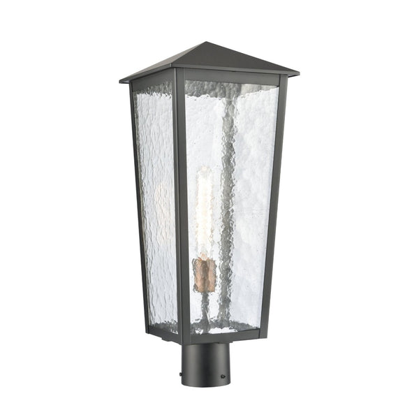 Atlas Marquis 22.5'' High Outdoor Post Light - Elegant Matte Black Lantern with Textured Glass Design OL11346-BK