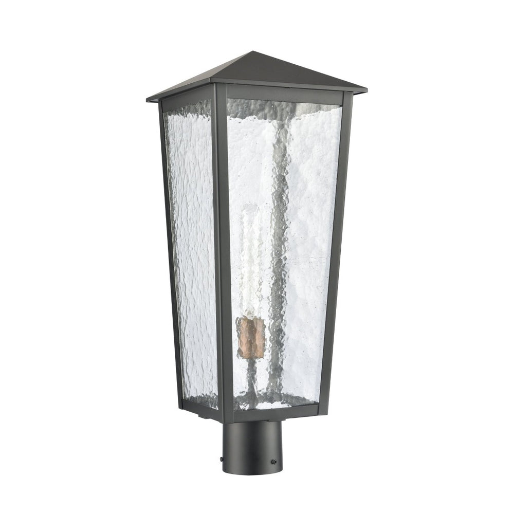 Atlas Marquis 22.5'' High Outdoor Post Light - Elegant Matte Black Lantern with Textured Glass Design OL11346-BK