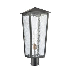 Atlas Marquis 22.5'' High Outdoor Post Light - Elegant Matte Black Lantern with Textured Glass Design OL11346-BK