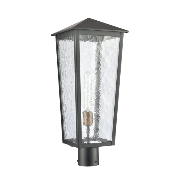 Atlas Marquis 22.5'' High Outdoor Post Light - Elegant Matte Black Lantern with Textured Glass Design OL11346-BK