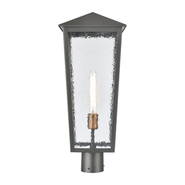 Atlas Marquis 22.5'' High Outdoor Post Light - Elegant Matte Black Lantern with Textured Glass Design OL11346-BK