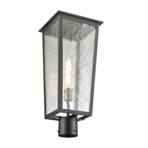 Atlas Marquis 22.5'' High Outdoor Post Light - Elegant Matte Black Lantern with Textured Glass Design OL11346-BK