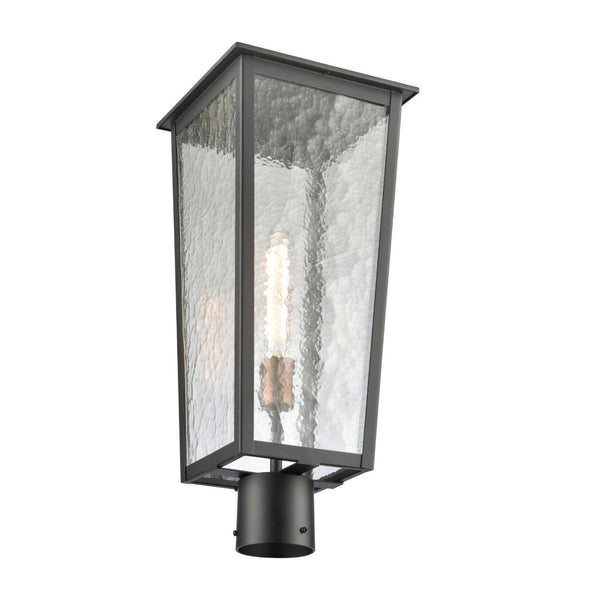 Atlas Marquis 22.5'' High Outdoor Post Light - Elegant Matte Black Lantern with Textured Glass Design OL11346-BK