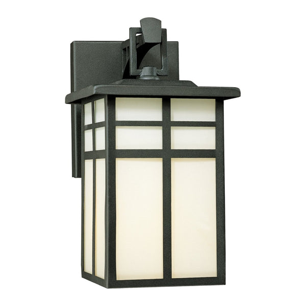 Atlas Mission 1-Light Outdoor Wall Sconce - Elegant Craftsman Design with Frosted Glass for Soft Glow Black 5.5'' OL11354-BK