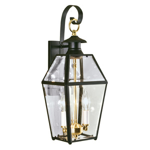 Atlas Olde Colony 22'' Outdoor Lantern Sconce - Timeless Design with Clear Glass, Ideal for Entryways & Patios Black 17'' OL11358-BK