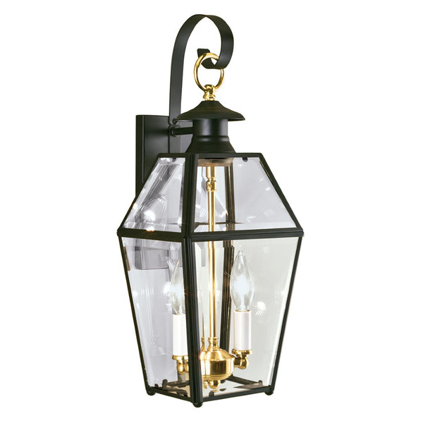 Atlas Olde Colony 22'' Outdoor Lantern Sconce - Timeless Design with Clear Glass, Ideal for Entryways & Patios Black 17'' OL11358-BK