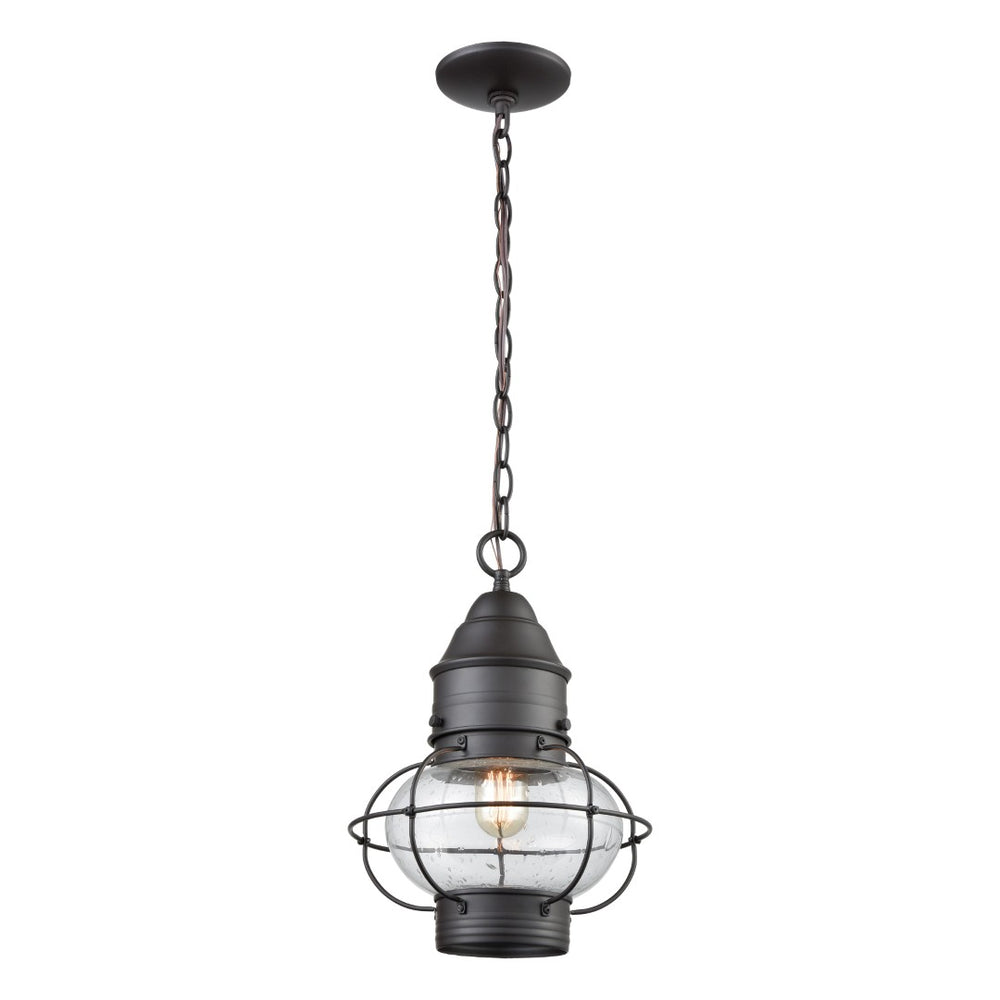 Atlas Onion 10'' Wide 1-Light Outdoor Pendant - Elegant Seeded Glass Globe for Timeless Outdoor Style Oil Rubbed Bronze OL11362-BZ