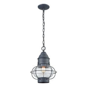Atlas Onion 10'' Wide 1-Light Outdoor Pendant - Elegant Seeded Glass Globe for Timeless Outdoor Style Aged Zinc OL11362-GY