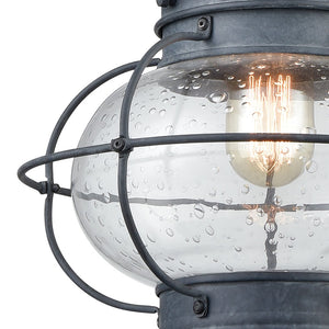 Atlas Onion 10'' Wide 1-Light Outdoor Pendant - Elegant Seeded Glass Globe for Timeless Outdoor Style Aged Zinc OL11362-GY