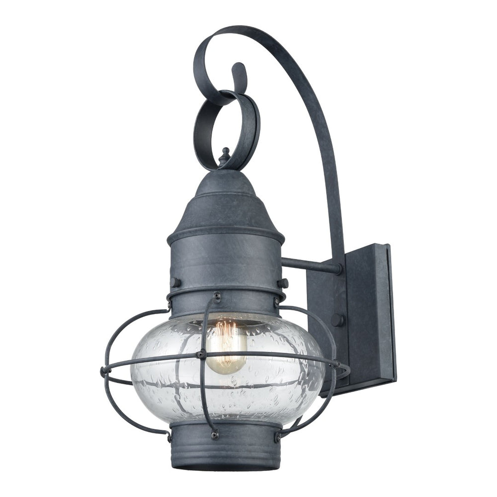 Atlas Onion Outdoor Sconce - Classic Lantern Design with Seeded Glass for Elegant Illumination Outdoors Aged Zinc 10'' OL11363-GY