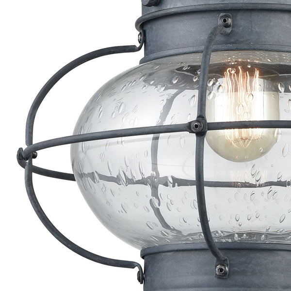 Atlas Onion Outdoor Sconce - Classic Lantern Design with Seeded Glass for Elegant Illumination Outdoors Aged Zinc 10'' OL11363-GY