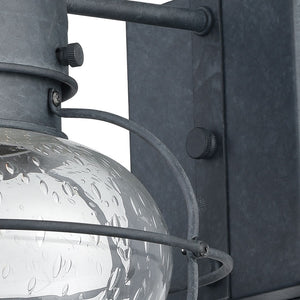 Atlas Onion Outdoor Sconce - Classic Lantern Design with Seeded Glass for Elegant Illumination Outdoors Aged Zinc 10'' OL11363-GY