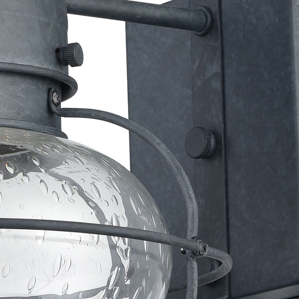 Atlas Onion Outdoor Sconce - Classic Lantern Design with Seeded Glass for Elegant Illumination Outdoors Aged Zinc 10'' OL11363-GY